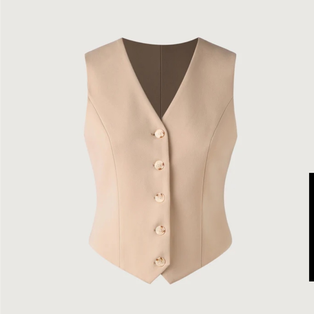 OGL V-Neck Cropped Waistcoat - Sand Tan